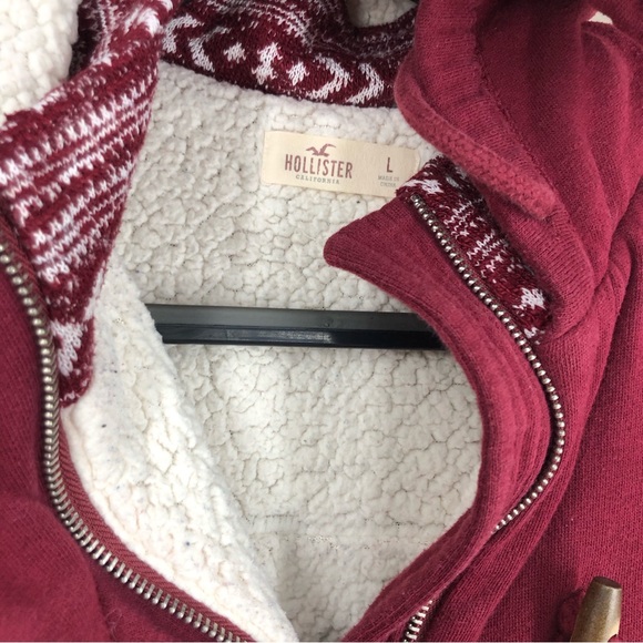 Vintage Hollister Fleece Lined Hoodie Jacket w/Wooden Buttons, Full Zip SZ L - Picture 8 of 8
